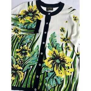 Vintage Bob Mackie Wearable Art Size Medium Floral Cardigan Bold Modernist
